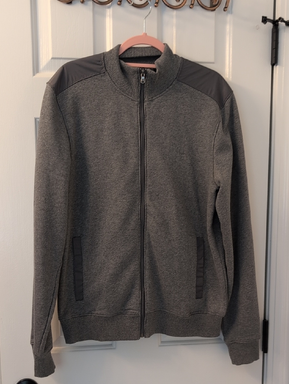 Michael Kors Men's Charcoal Gray Full-Zip Mock Neck Sweater